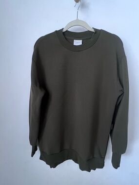 Varley Olive Pullover Sweater Side Zipper Women's Long Sleeve VAR01558